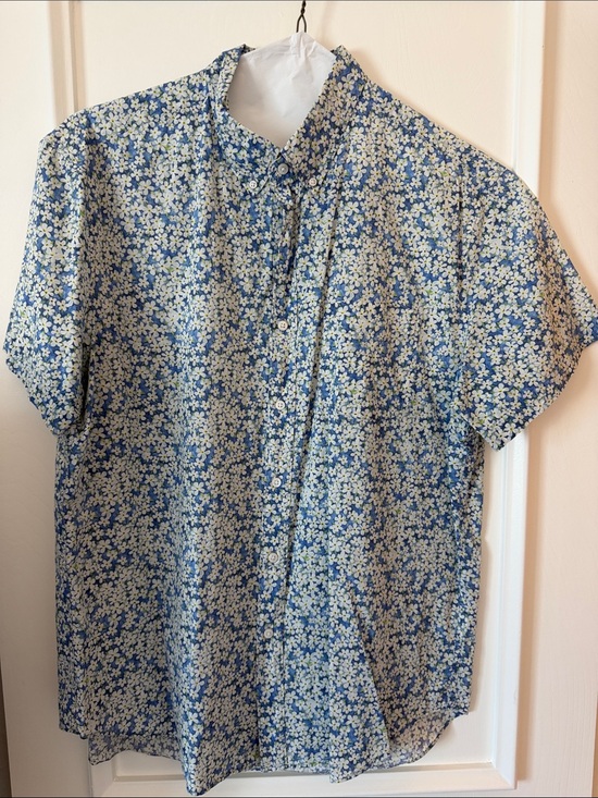 J. Crew Other - J. Crew Blue and White Floral Short-Sleeve Button-Down Shirt